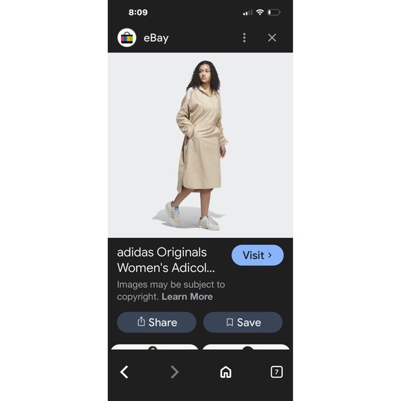 Adidas Parley Windbreaker Dress Beige Drawstring Hooded Athleisure Womens M - Picture 14 of 14